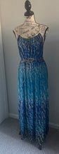 Load image into Gallery viewer, Blue And Gold Mosaic Print Maxi Dress
