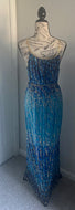 Blue And Gold Mosaic Print Maxi Dress