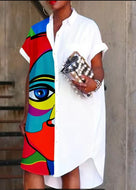 Short Sleeve Figure Print Dress