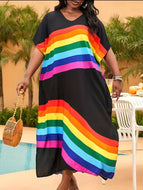 Rainbow Print Batwing Dress