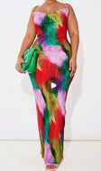 Tie Dye Cowl Neck Bodycon Dress