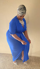 Load image into Gallery viewer, Irregular Hem Blue Maxi Dress
