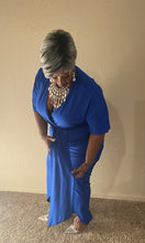 Load image into Gallery viewer, Irregular Hem Blue Maxi Dress
