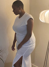 Load image into Gallery viewer, Crew Neck White T-Shirt Dress
