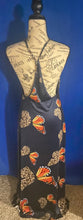 Load image into Gallery viewer, V Neck Butterfly Print Backless Sleeveless Maxi Dress (Blue)
