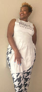 Letter Print Bandage Top & Pants Suit