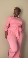 Tie Wrap Solid Color 2 Piece Pants Outfit