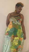 Load image into Gallery viewer, Plus Size Map Print Spaghetti Strap Maxi Dress
