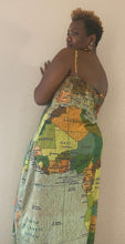 Load image into Gallery viewer, Plus Size Map Print Spaghetti Strap Maxi Dress
