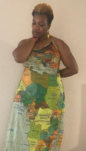 Load image into Gallery viewer, Plus Size Map Print Spaghetti Strap Maxi Dress
