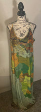 Load image into Gallery viewer, Plus Size Map Print Spaghetti Strap Maxi Dress
