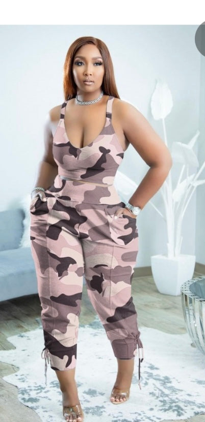 Camouflage Print Women's Trouser and Top 