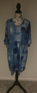Denim Look Print V-Neck Casual Dress