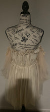 Load image into Gallery viewer, Off Shoulder Frill Trim Sheer Mesh Swing Dress
