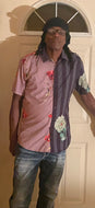 Men Strip Flower Print Shirt