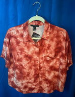 Rust -Tie Dye Button Down Blouse