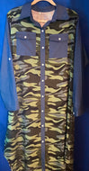 Long Sleeve Demin /Camo Maxi Dress