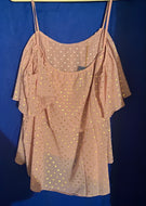 Pink Shoulder Ruffle Trim Blouse