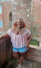 Load image into Gallery viewer, Pink Shoulder Ruffle Trim Blouse
