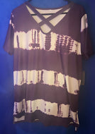 Tie Dye Striped Round Neck Blouse