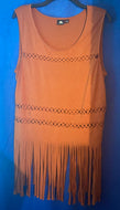 Camel Fringe Top