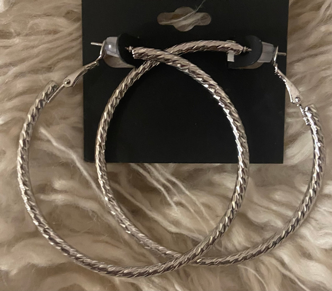 Silver Sparkle Hoop Earrings